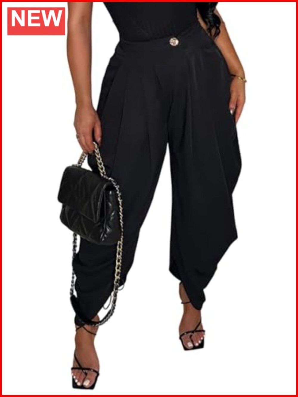 High Waisted Pleated Dress Pants Balloon Wide Leg Work Trousers